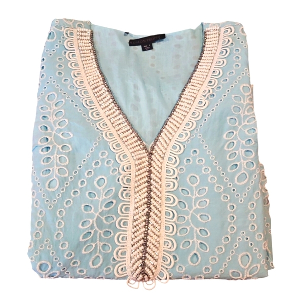 NWOT Boston Proper Top Tunic Eyelet Embellished Blue Sz S - Picture 8 of 9